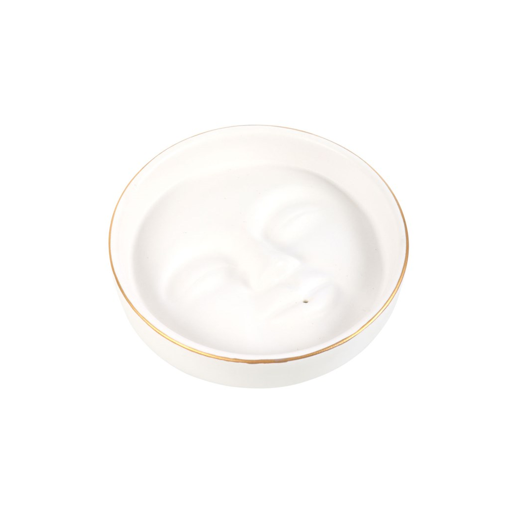 White Moon Face Incense Stick Holder