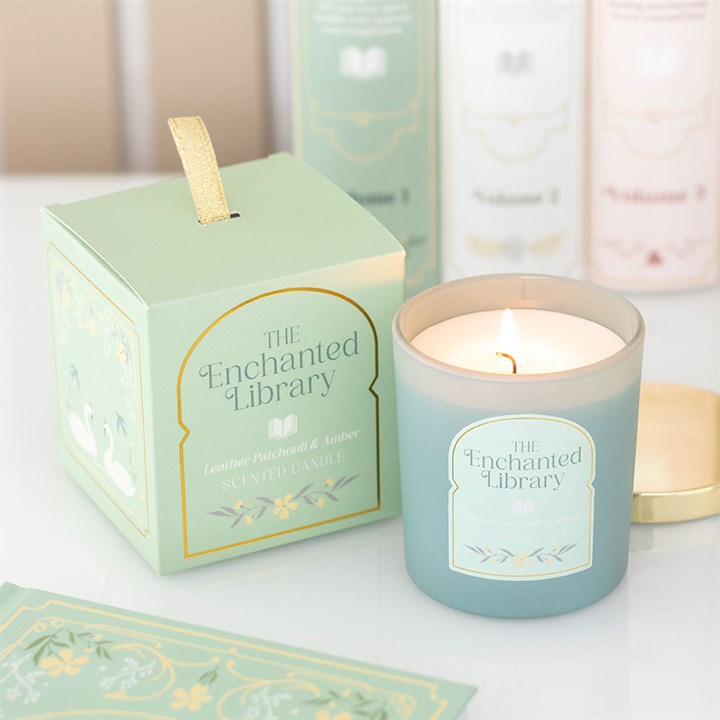 The Enchanted Library Leather, Patchouli & Amber Candle