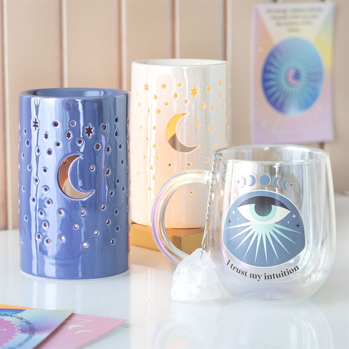 Iridescent White Moon Pillar Oil Burner