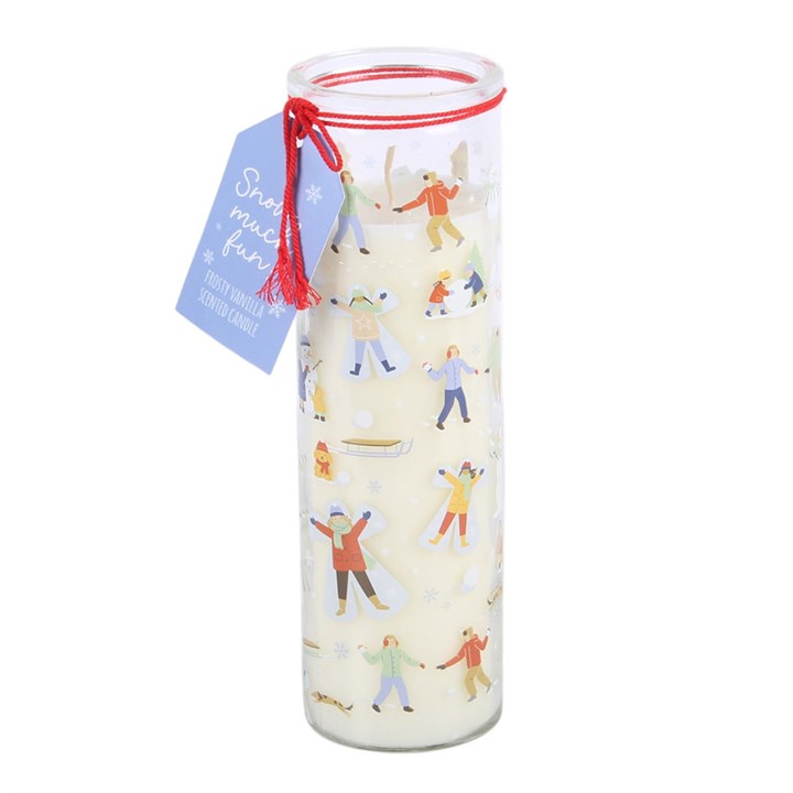 Snow Much Fun Print Frosty Vanilla Tube Candle