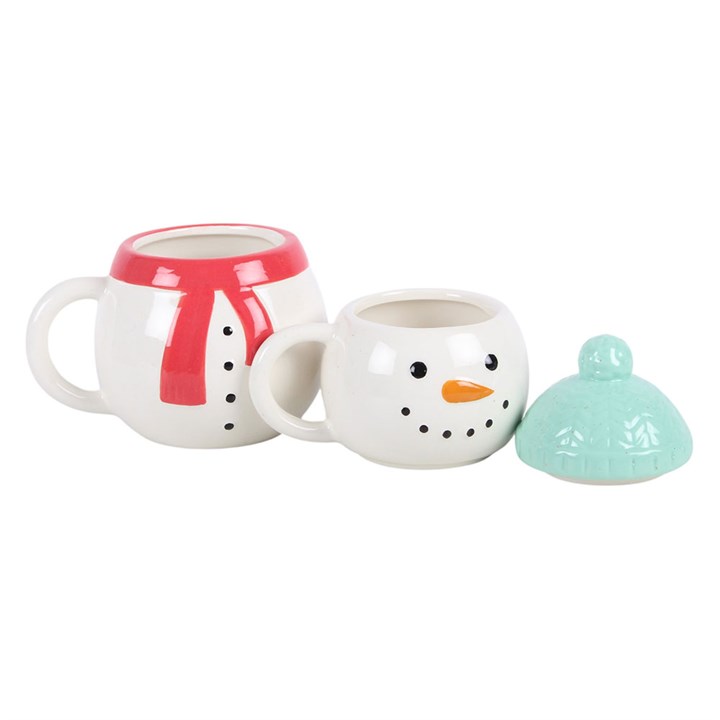 Set of 2 Winter Snowman Stacking Mugs