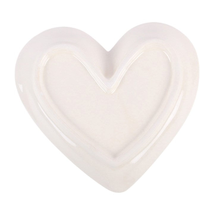 Off White Angel Wing Heart Trinket Dish