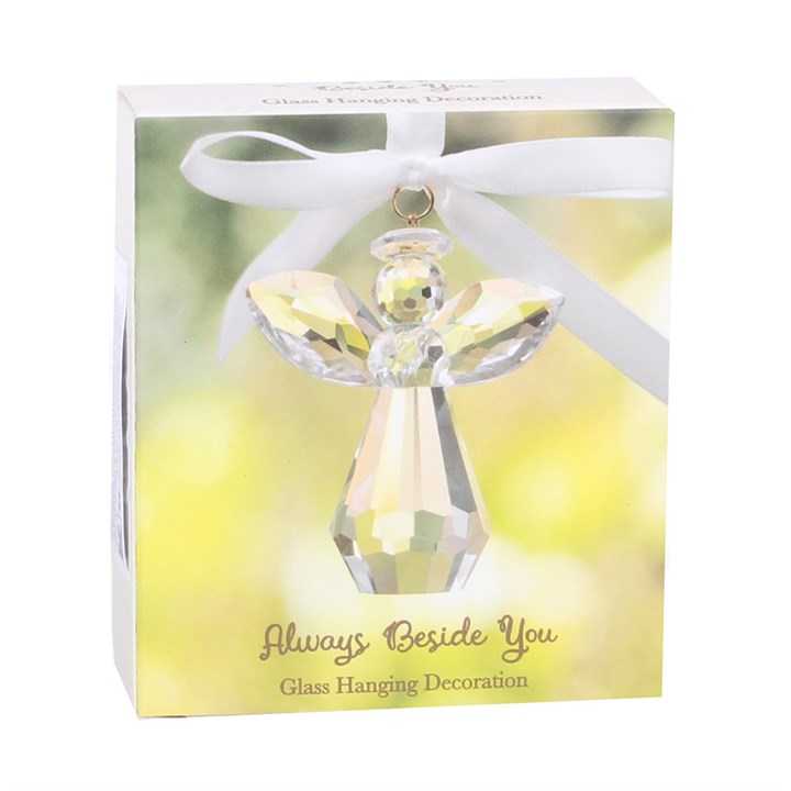 Always Beside You Faceted Glass Angel Hanging Decoration