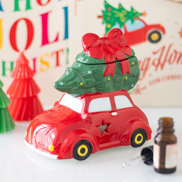 Nostalgic Car with Christmas Tree Ceramic Oil Burner and Wax Warmer