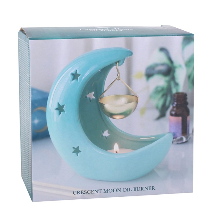 Blue Pastel Crescent Moon Hanging Oil Burner