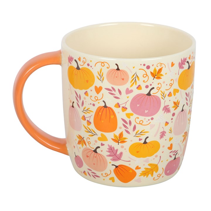 Pink and Orange Pumpkin Print Mug