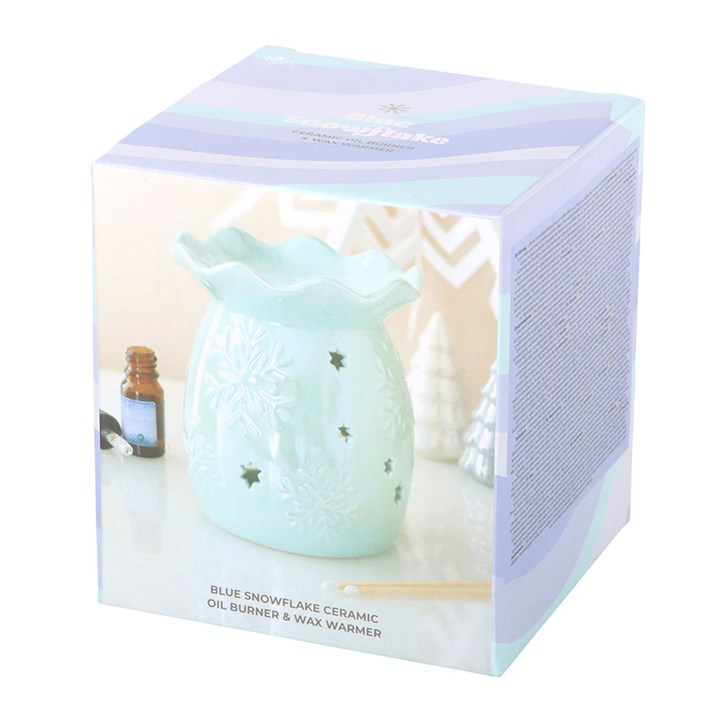 Iridescent Blue Snowflake Oil Burner and Wax Warmer
