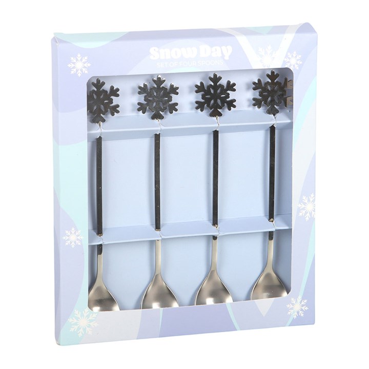 Set of 4 Metal Snowflake Spoons