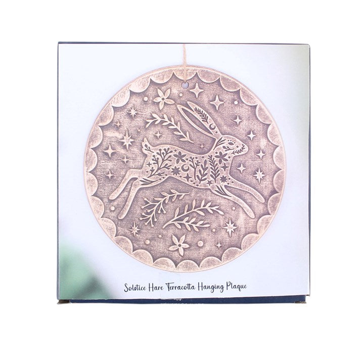 Bronze Effect Leaping Hare Terracotta Hanging Plaque