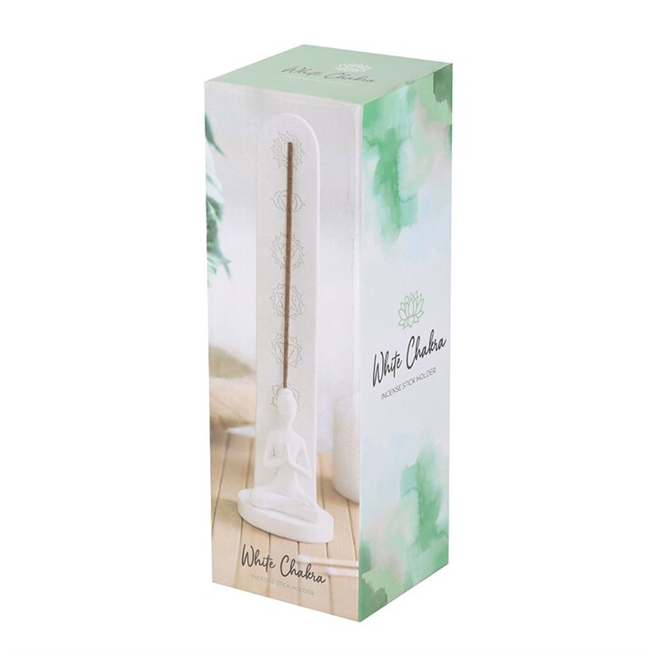 White Chakra and Yoga Pose Incense Stick Holder