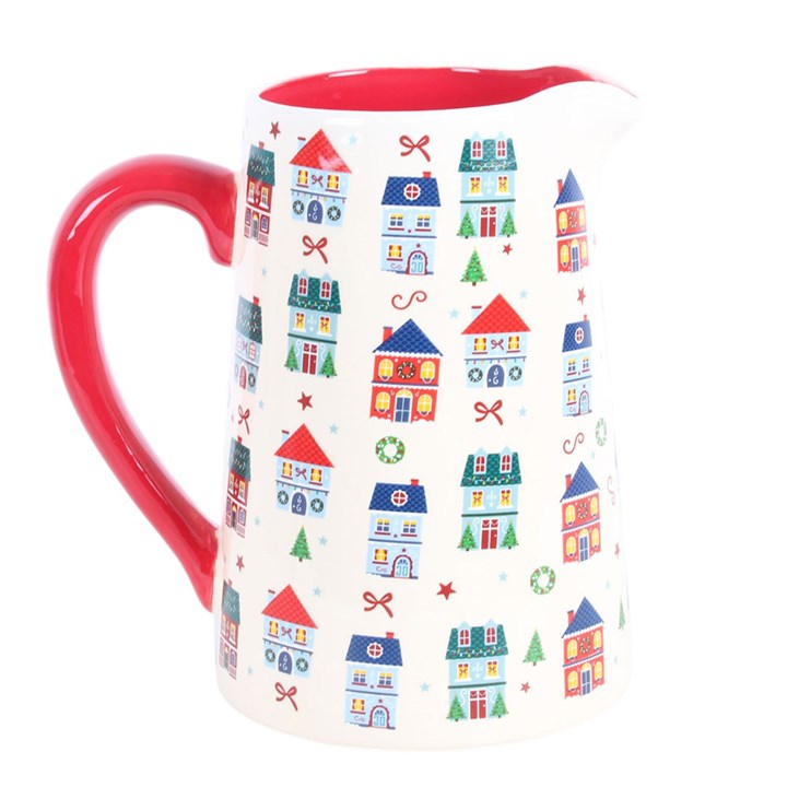 Christmas Street Print Ceramic Flower Jug