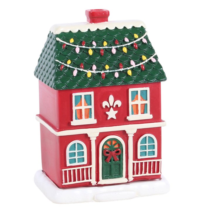 Red Christmas House Incense Cone Burner