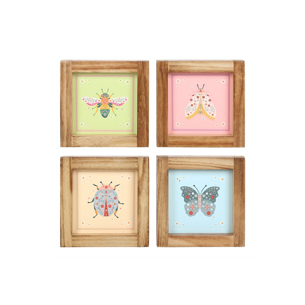 Set of 4 Floral Bug Framed Wall Art Prints