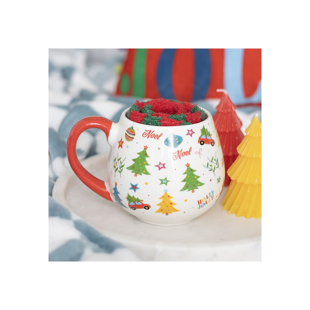 Nostalgic Christmas Print Mug and Socks Set