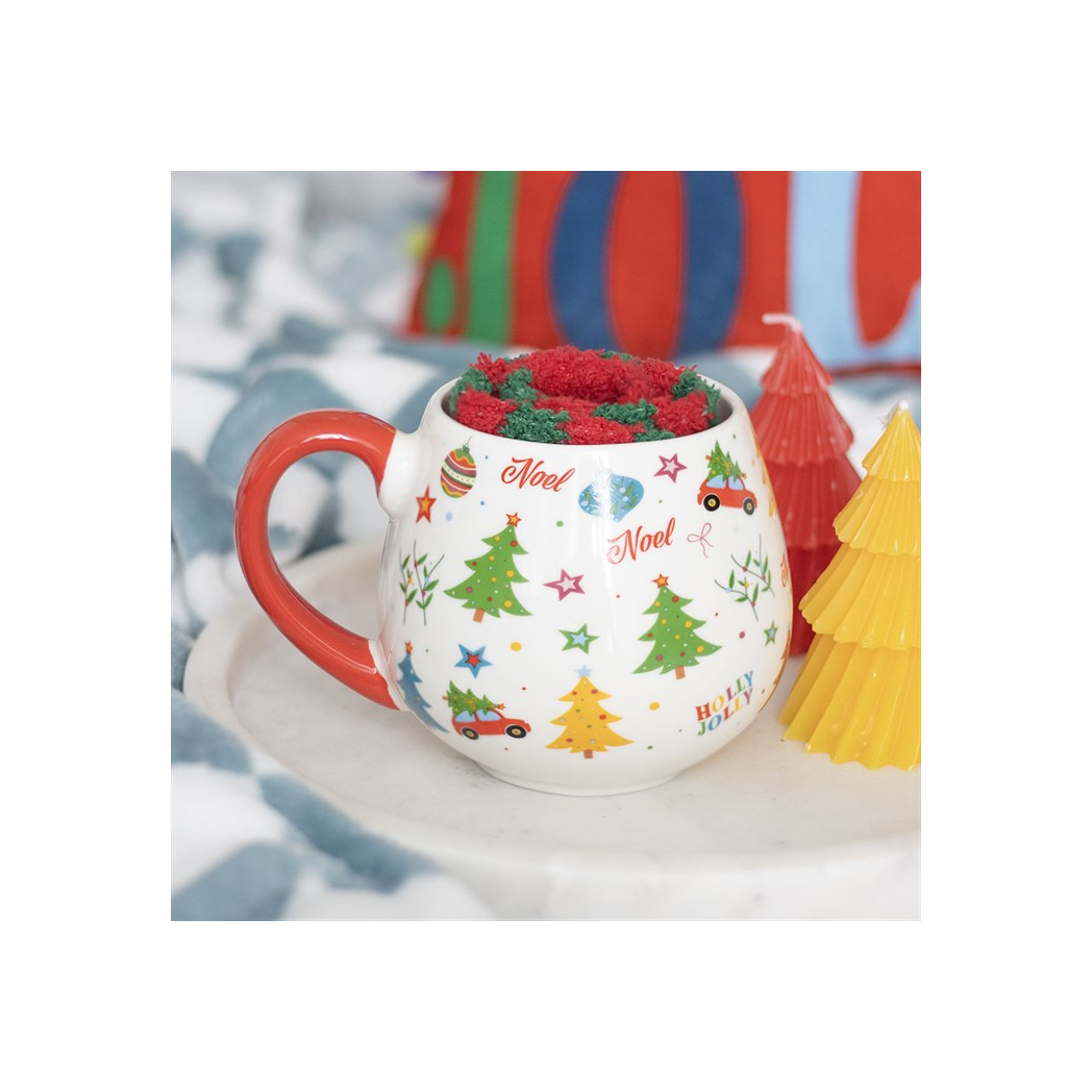 Nostalgic Christmas Print Mug and Socks Set