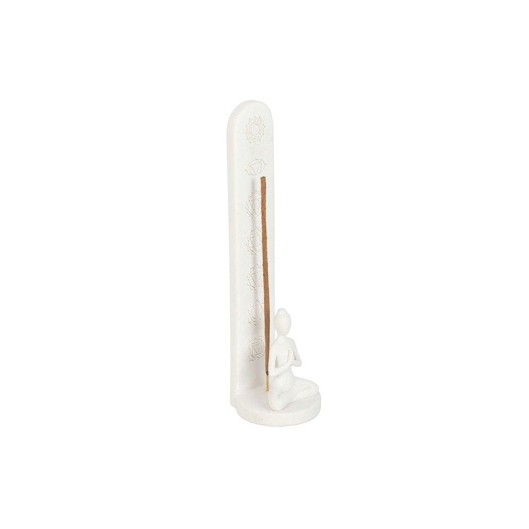 White Chakra and Yoga Pose Incense Stick Holder