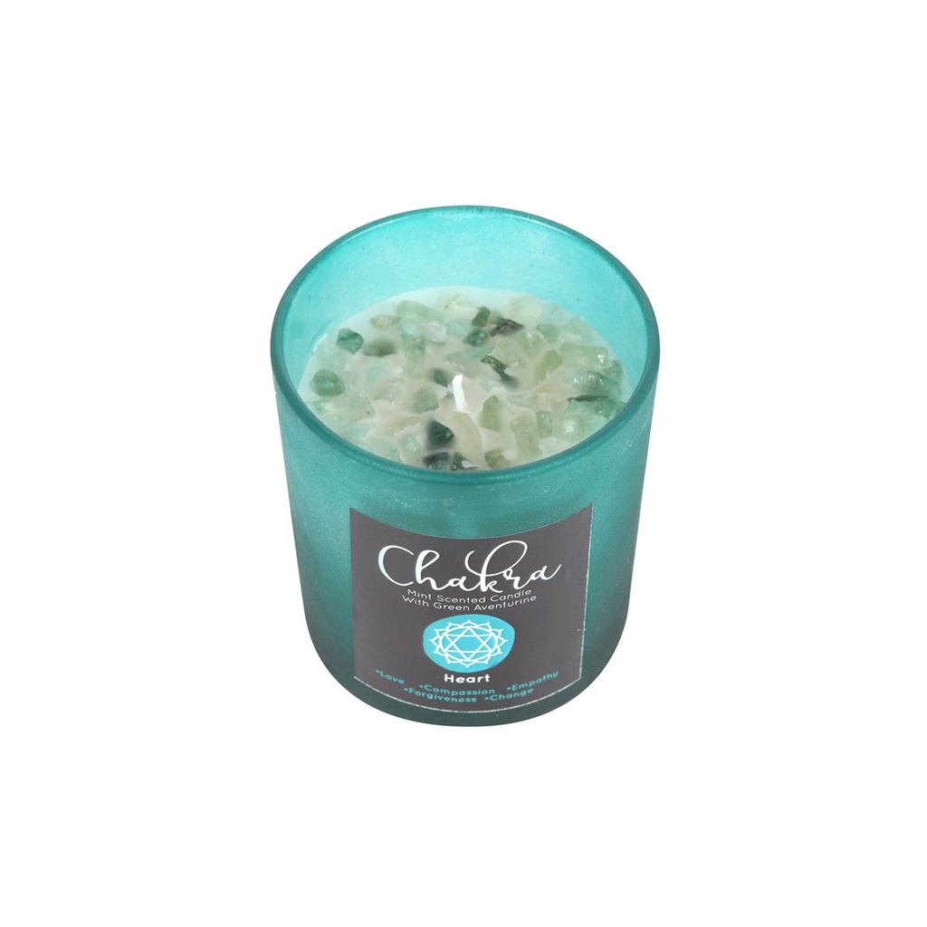 Heart Chakra Mint Crystal Chip Candle