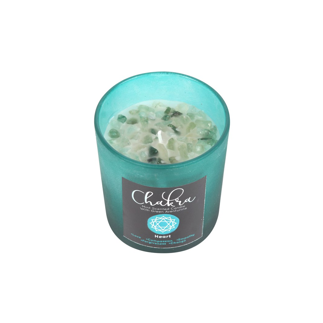 Heart Chakra Mint Crystal Chip Candle