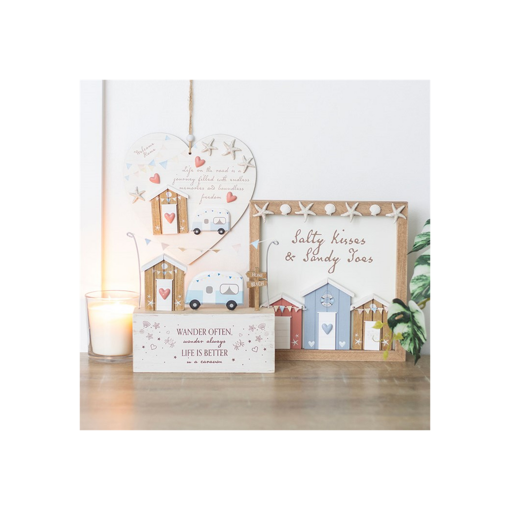 Salty Kisses 3D Shell Beach Hut Plaque
