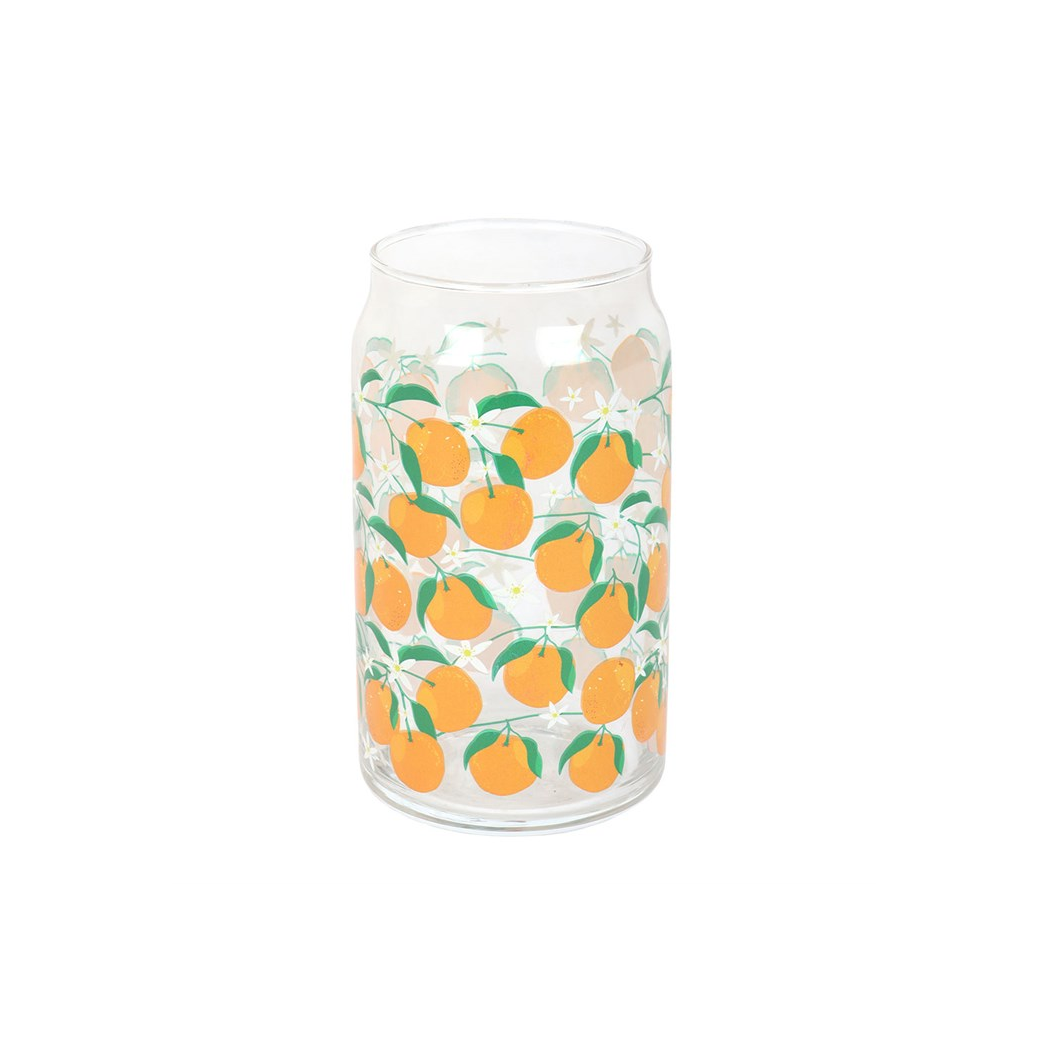 Orange Print Can Glass