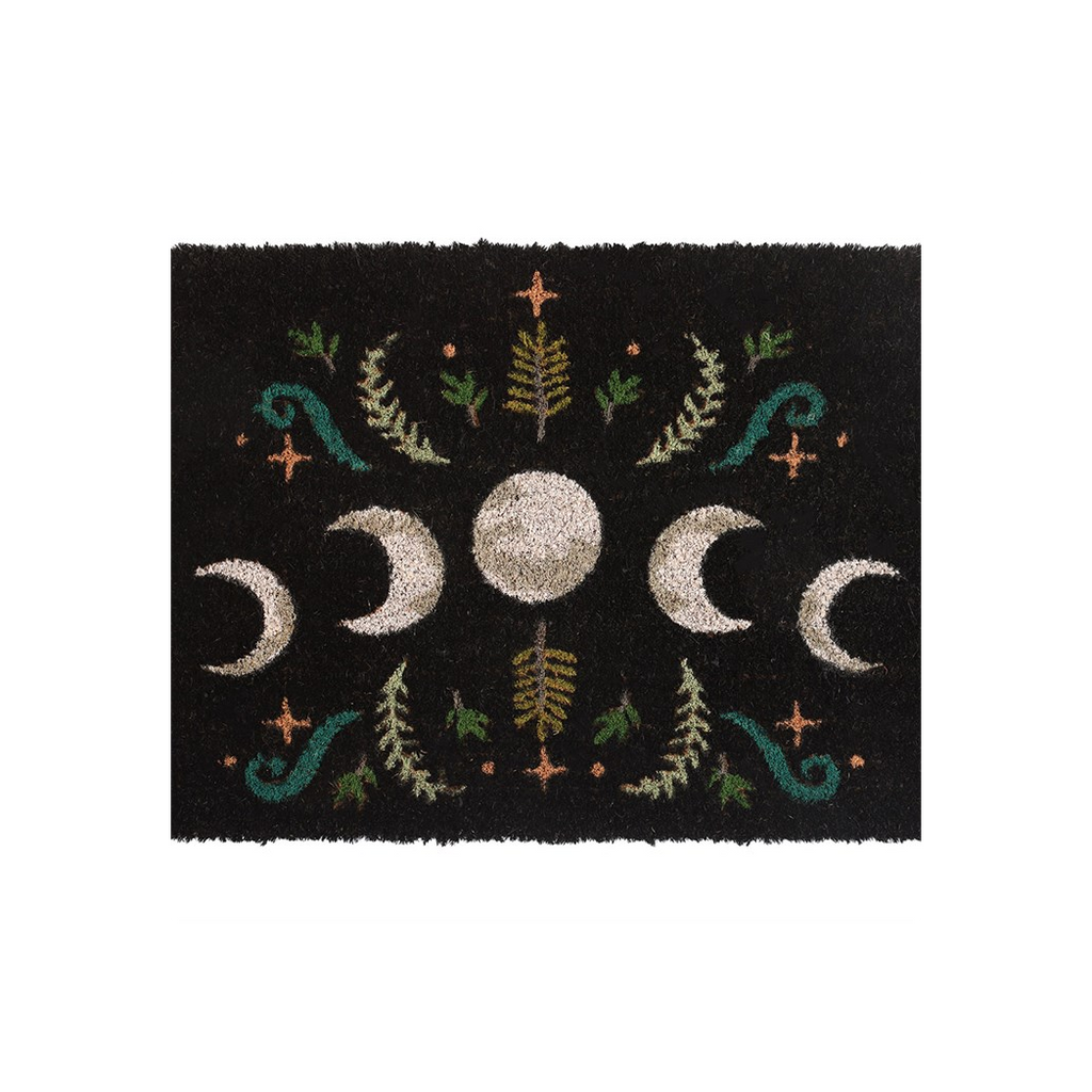 Black Dark Forest Moon Phase Doormat