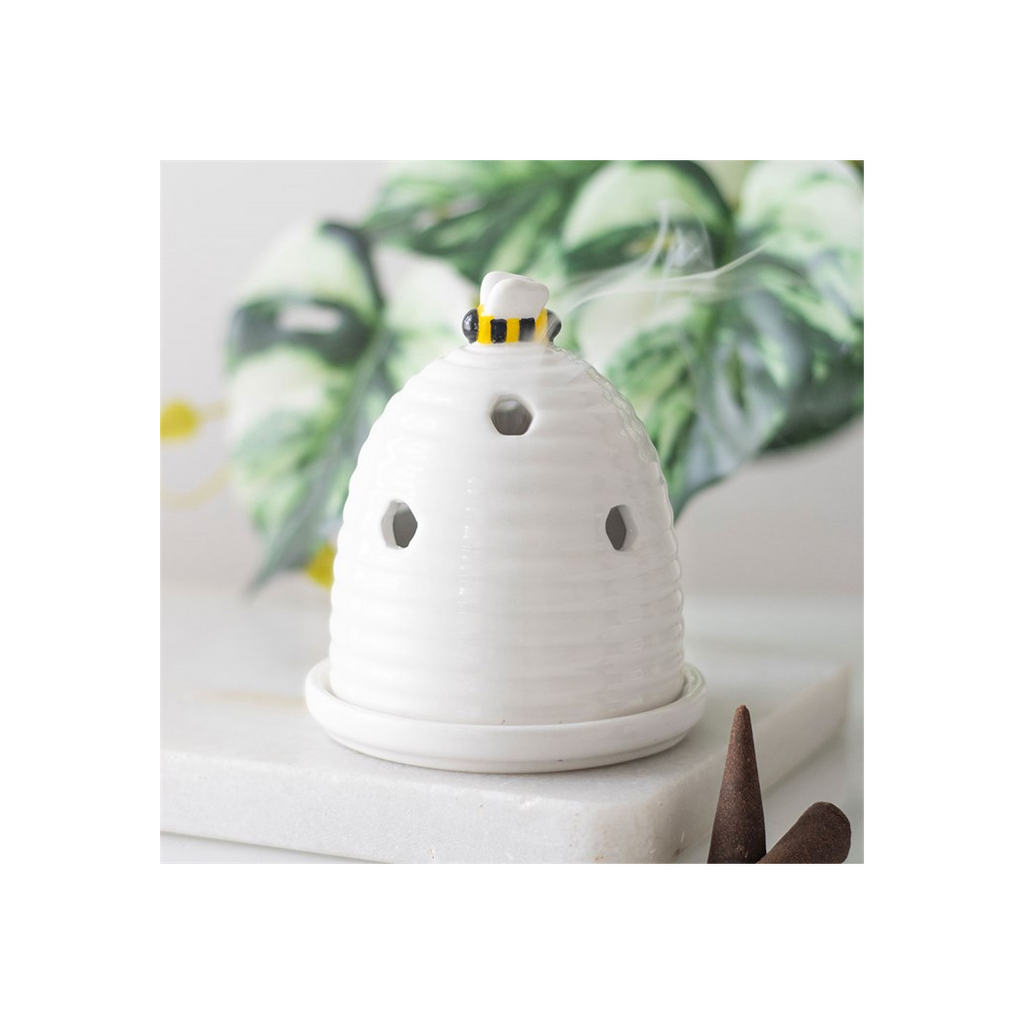 White Beehive Incense Cone Holder