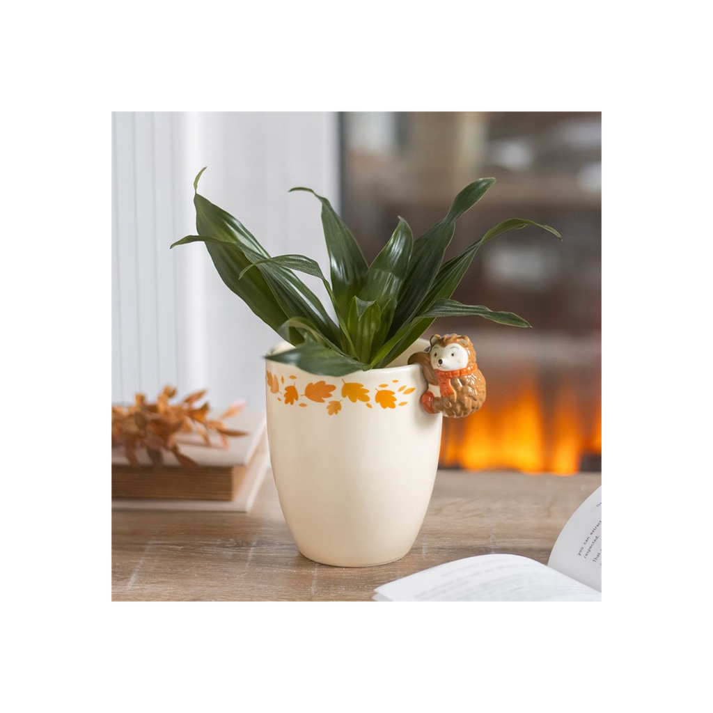 Autumn Plant Pot with Hedgehog