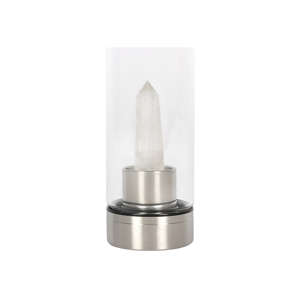 Clear Quartz Energising Glass Water Bottle