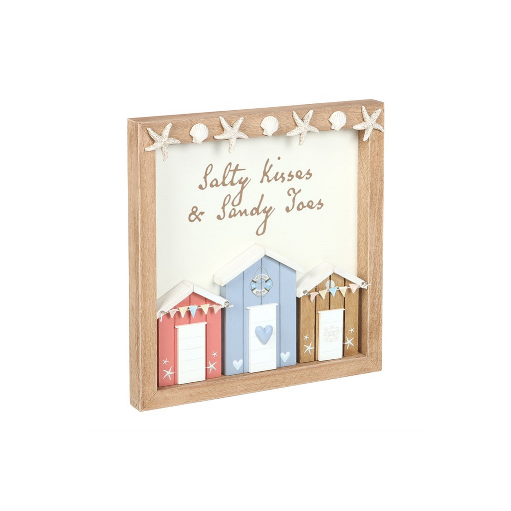 Salty Kisses 3D Shell Beach Hut Plaque