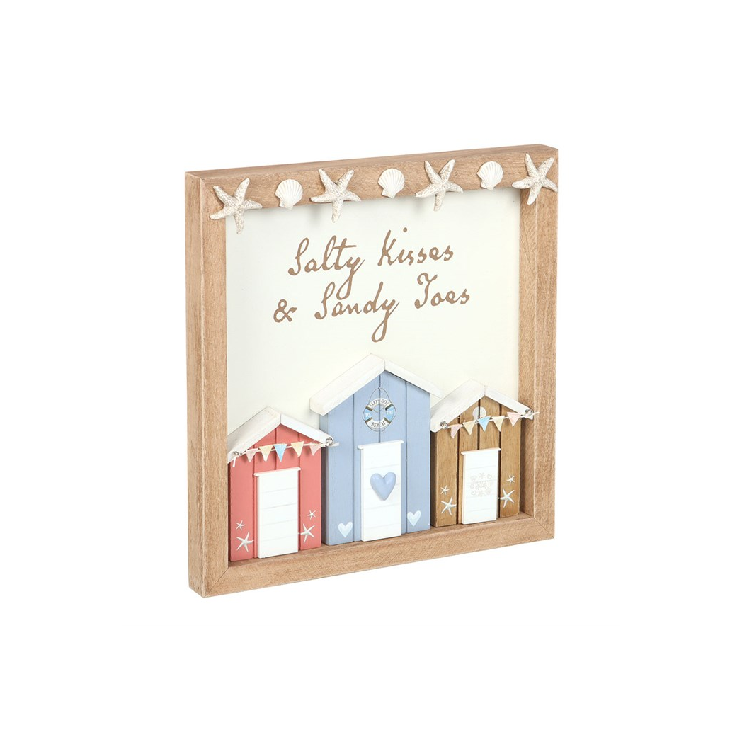 Salty Kisses 3D Shell Beach Hut Plaque