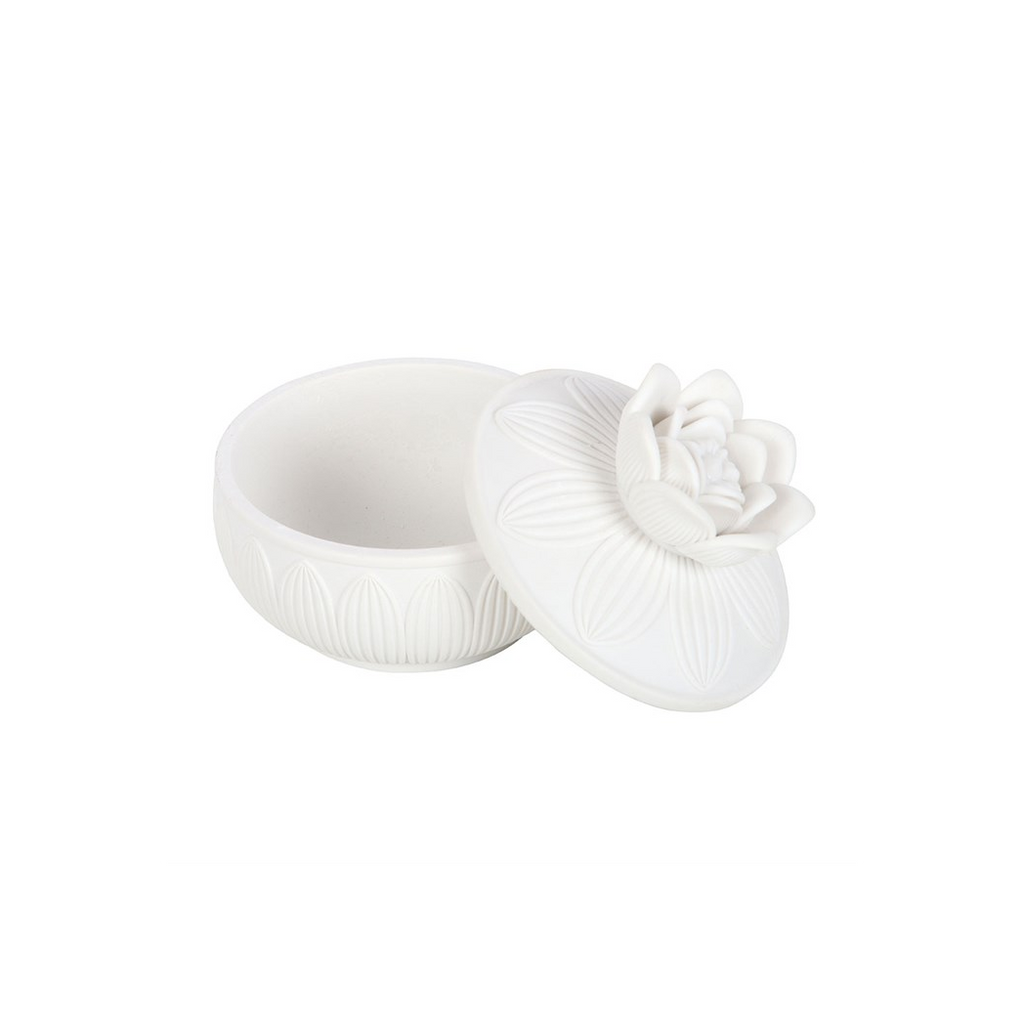 White Lotus Flower Trinket Box