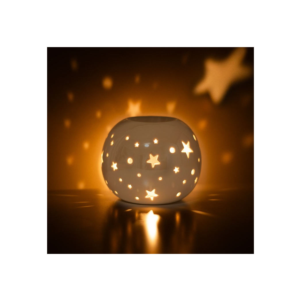 White Iridescent Star Oil Burner and Wax Warmer