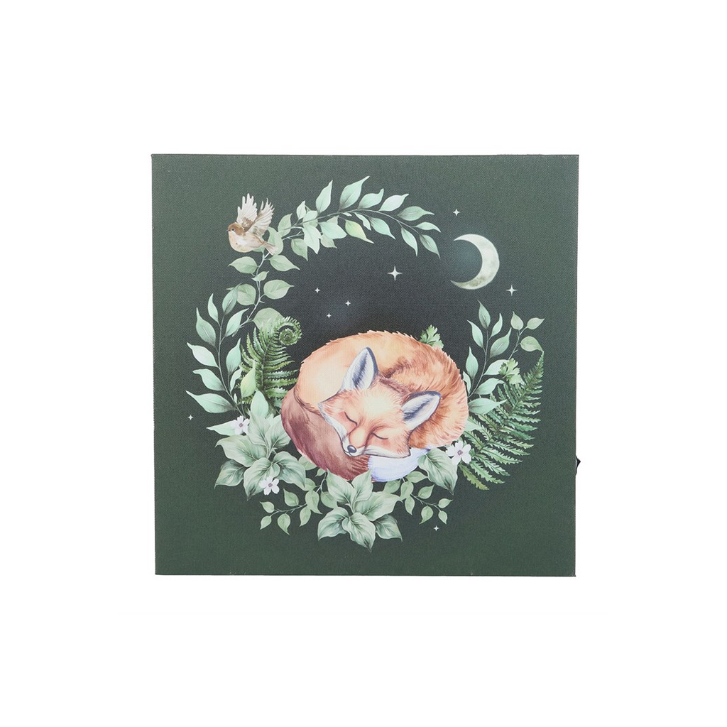 Sleeping Fox Light Up Canvas Plaque