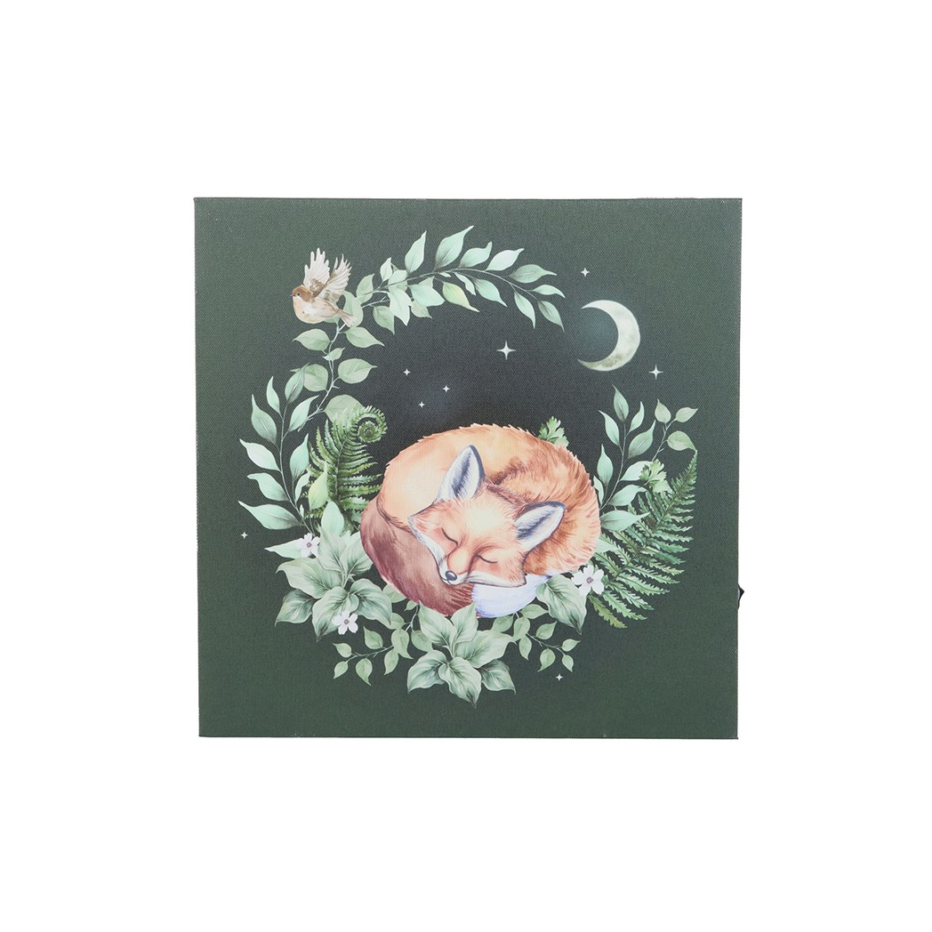 Sleeping Fox Light Up Canvas Plaque