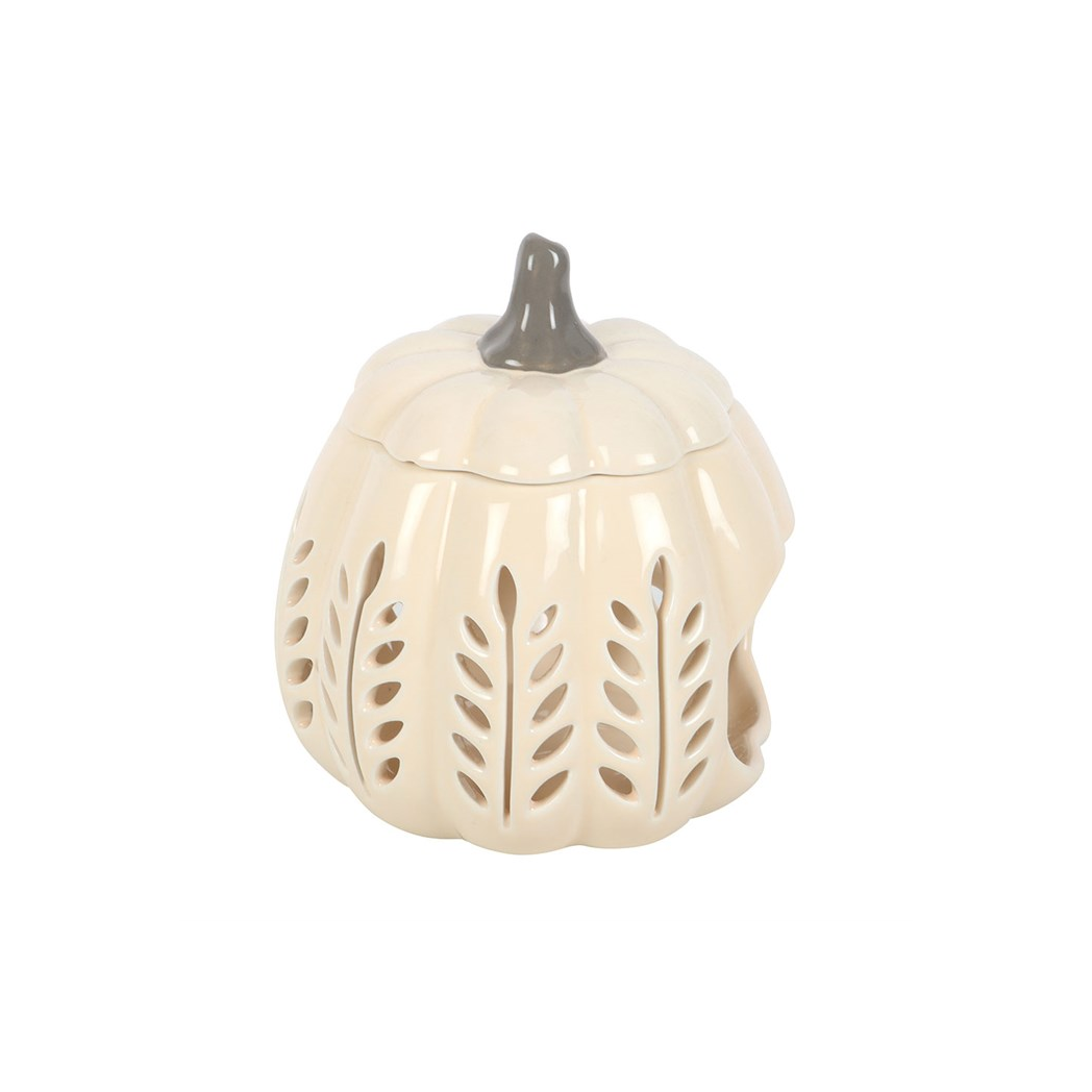 Cream Leaf Cut Out Pumpkin Oil Burner and Wax Warmer