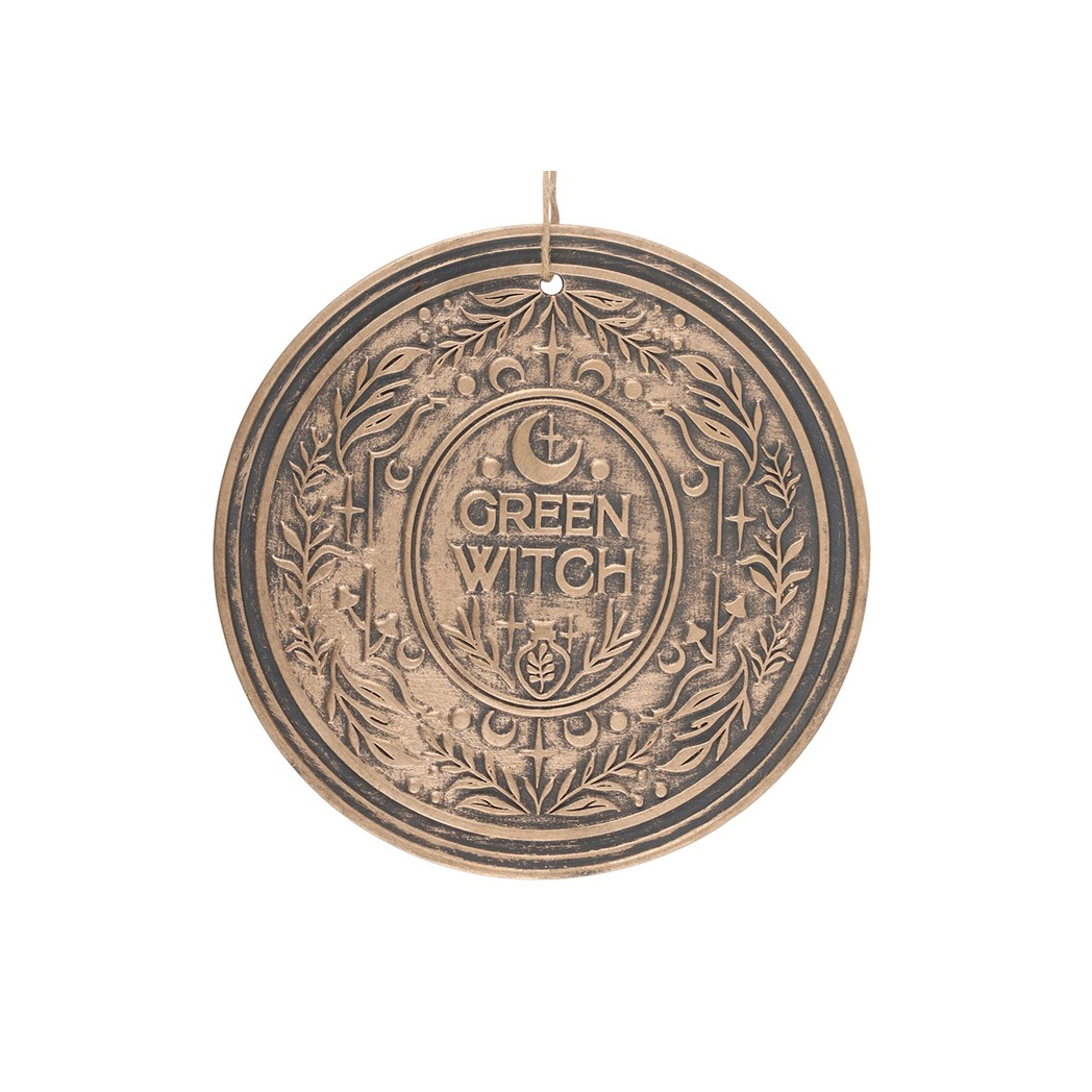 Green Witch Bronze Effect Terracotta Hanging Plaque