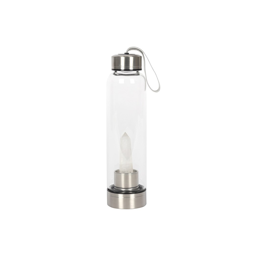 Clear Quartz Energising Glass Water Bottle