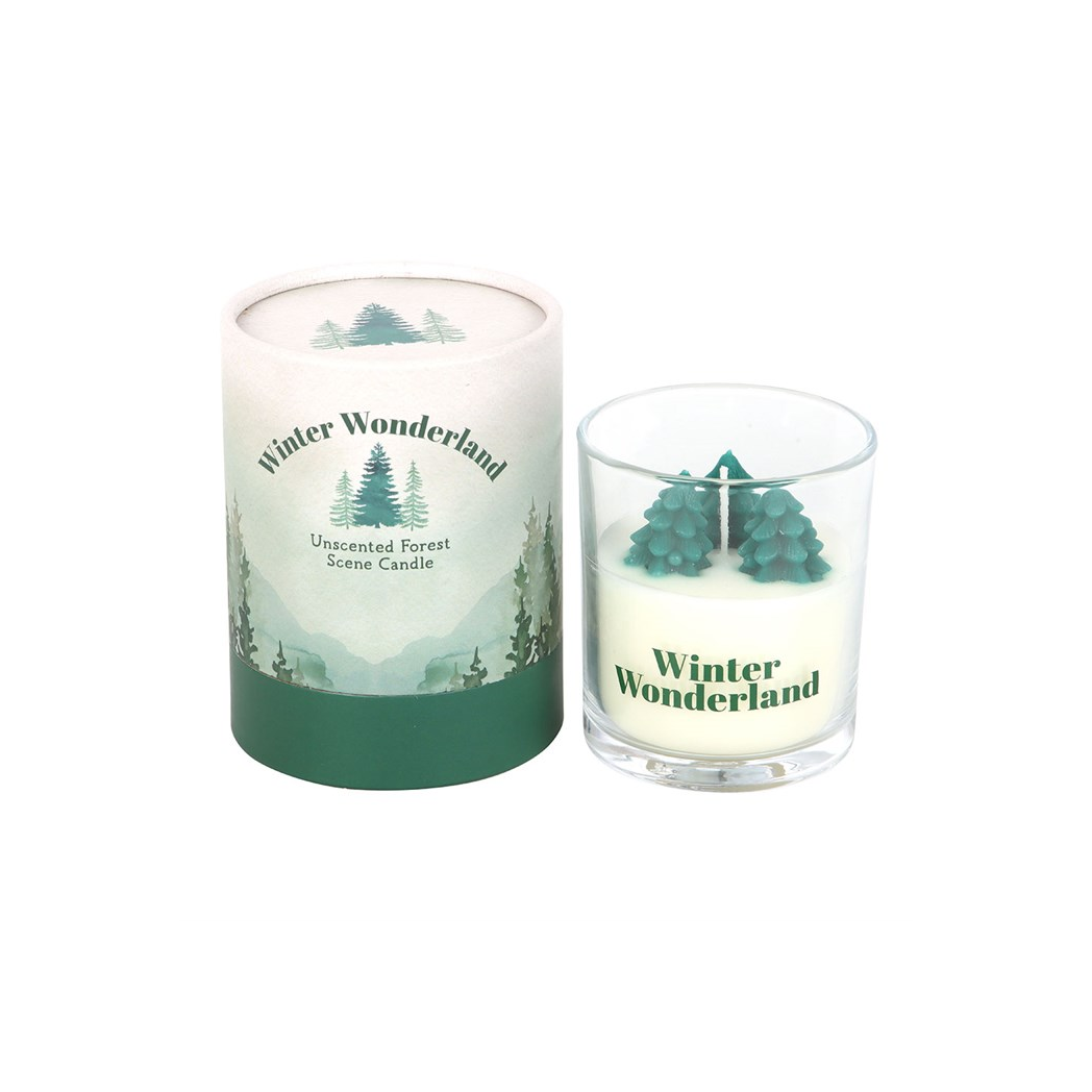 Winter Wonderland Candle with Tree Scene