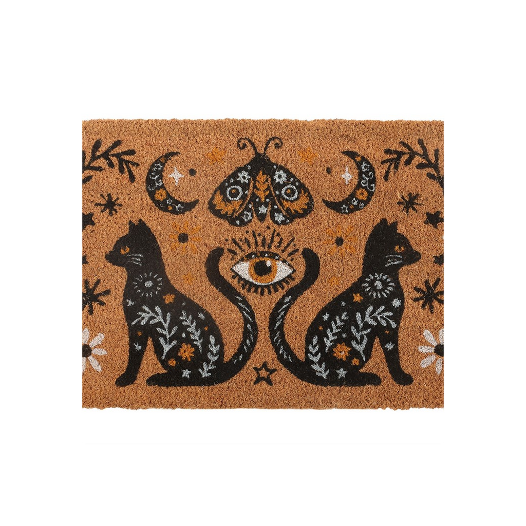 Natural Frightful Folk Cat Doormat