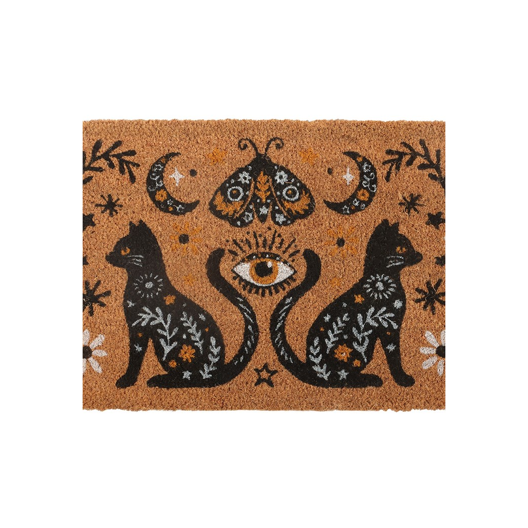 Natural Frightful Folk Cat Doormat