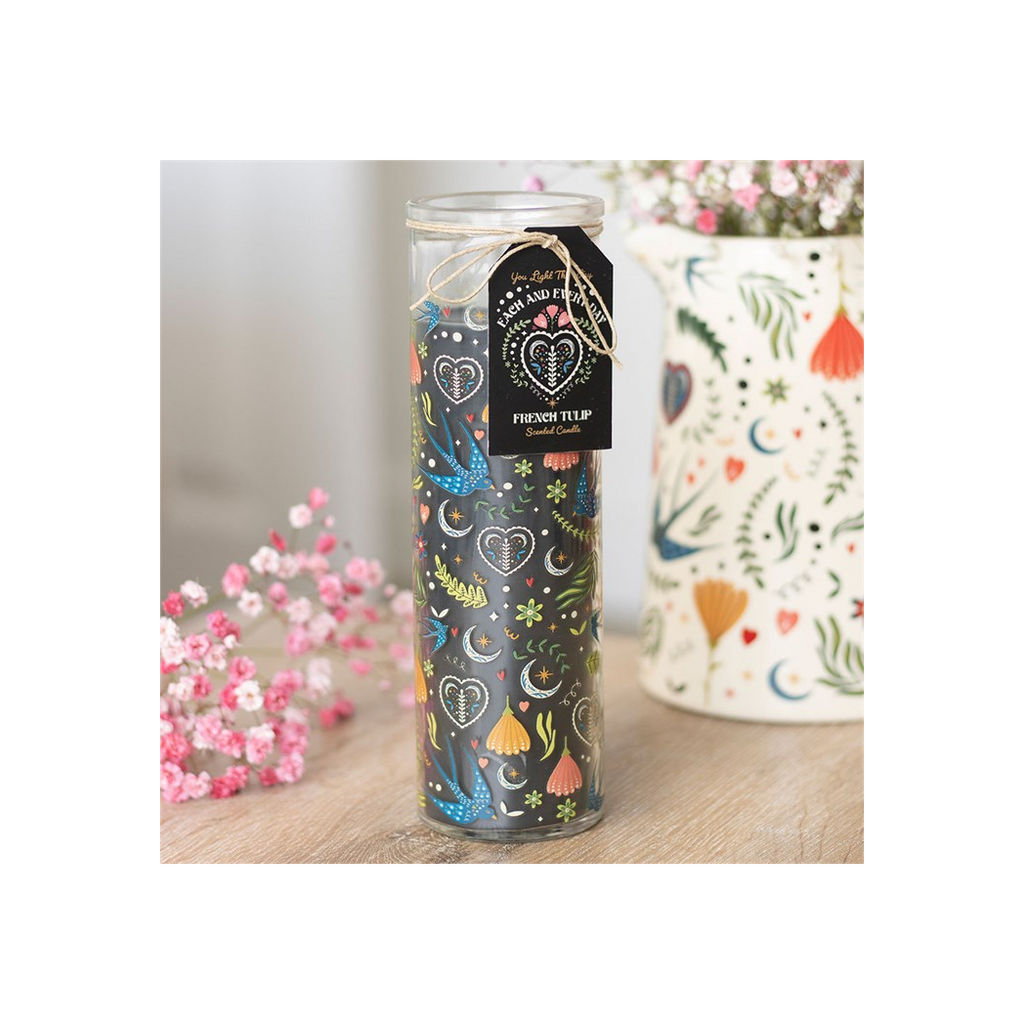Midnight Bloom Print French Tulip Tube Candle