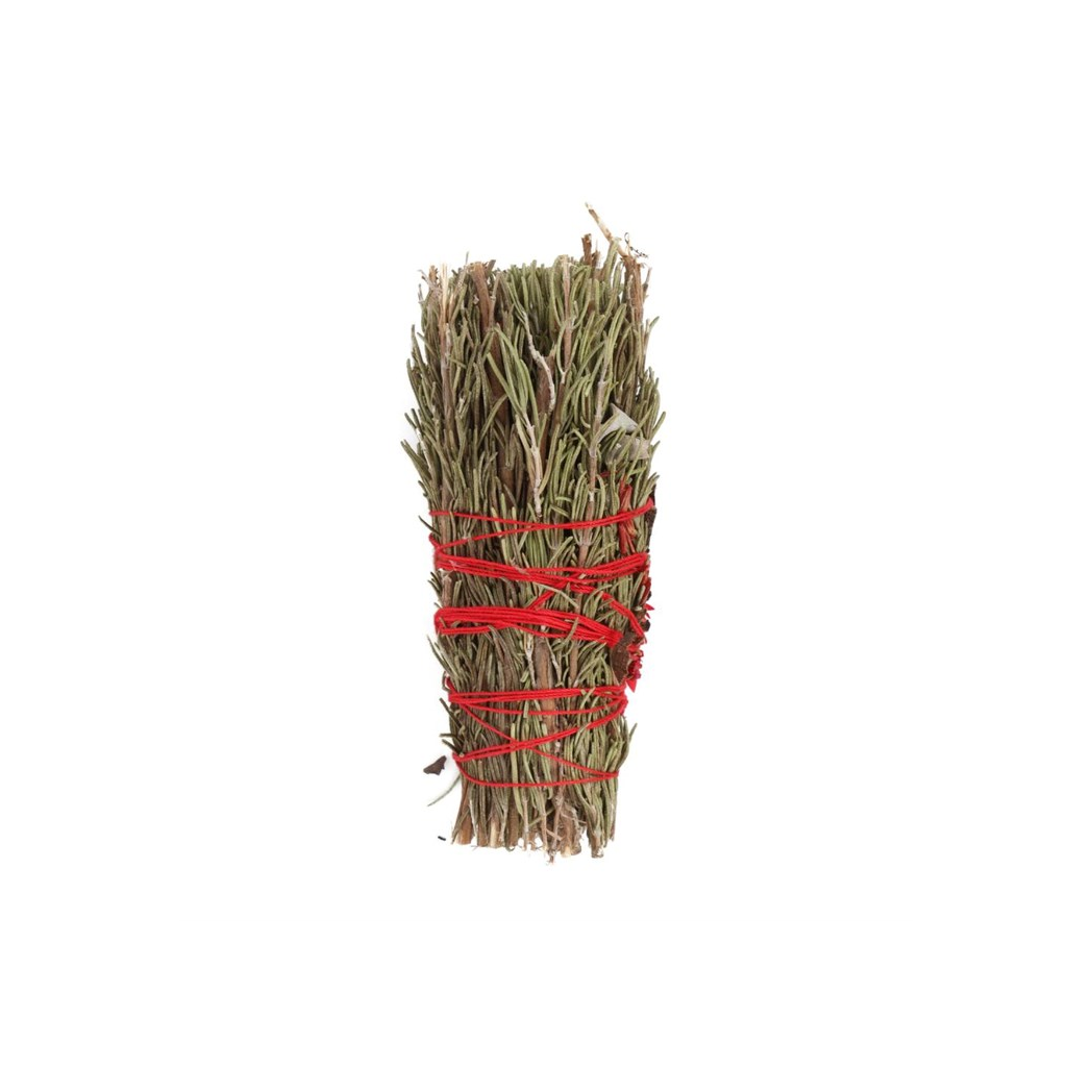 6in Ritual Wand Smudge Stick with Rosemary and Red Flowers