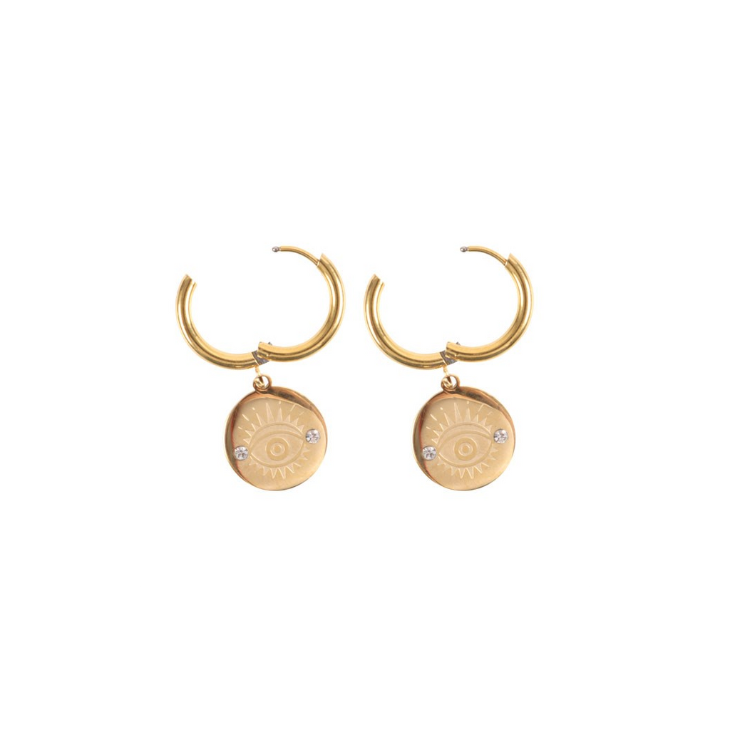 Gold Toned All Seeing Eye Earrings