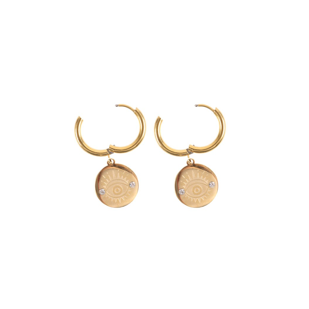 Gold Toned All Seeing Eye Earrings