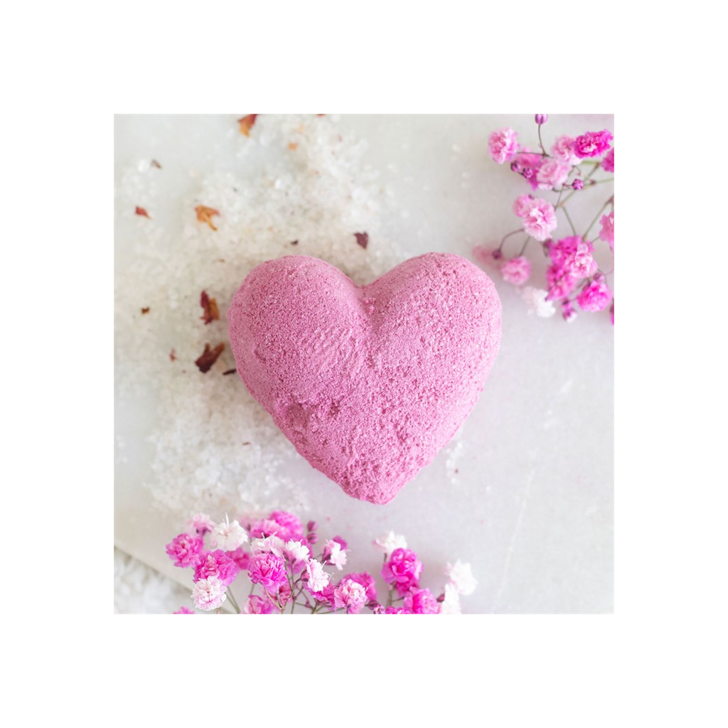 Love Yourself Heart-Shaped Cherry Bath Bomb