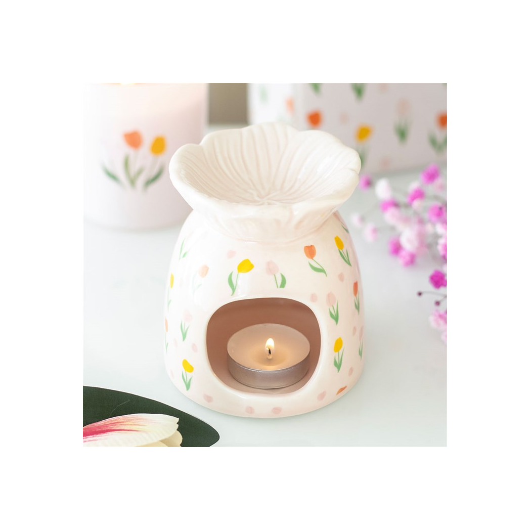 Tulip Print Oil Burner and Wax Warmer