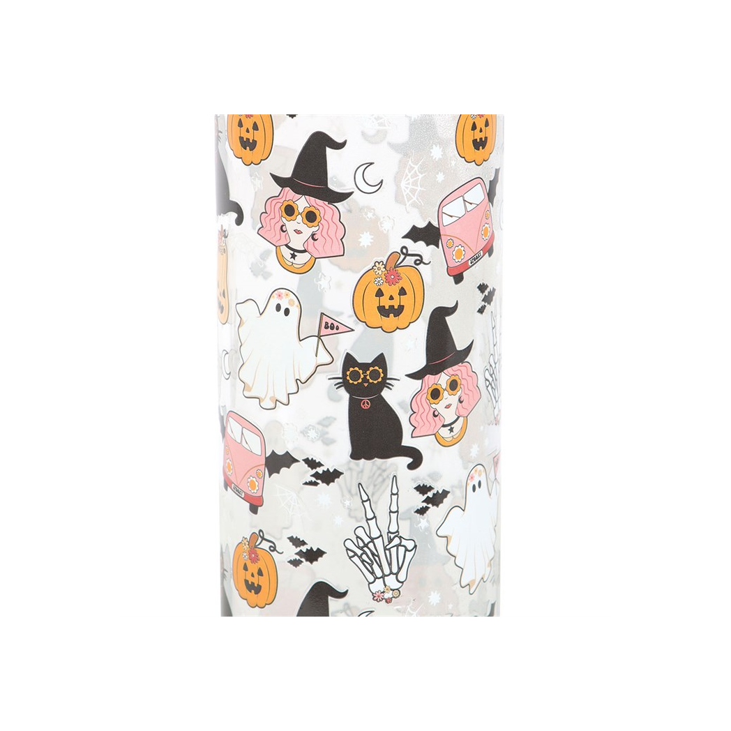 Groovy Ghost Print Glass Water Bottle