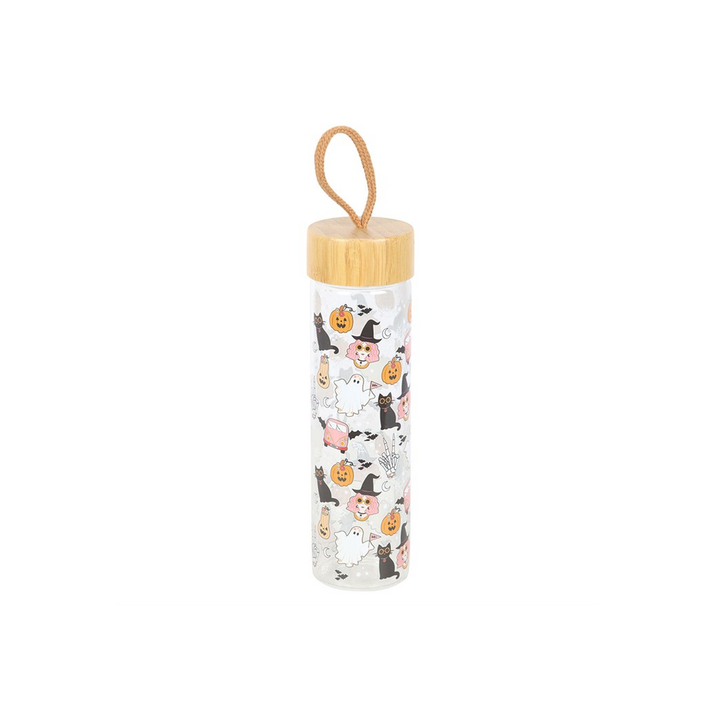 Groovy Ghost Print Glass Water Bottle