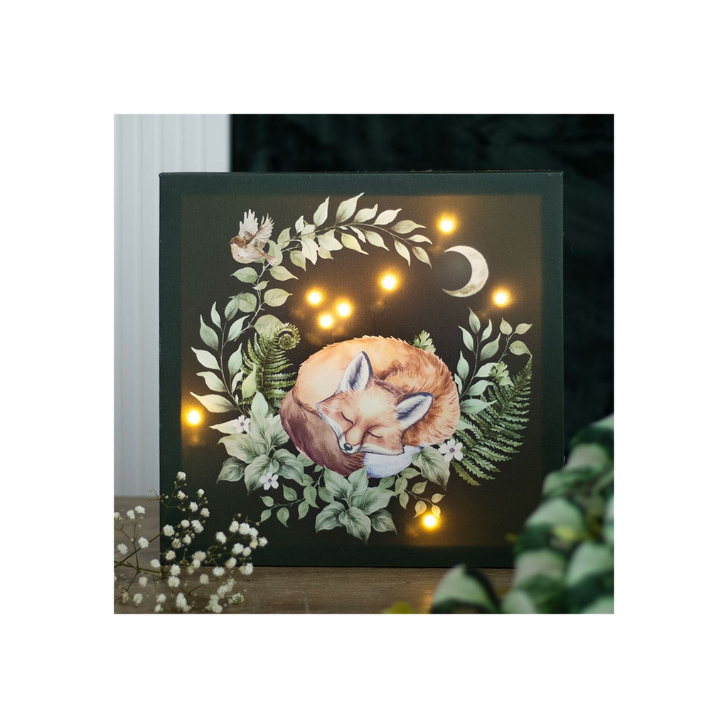 Sleeping Fox Light Up Canvas Plaque