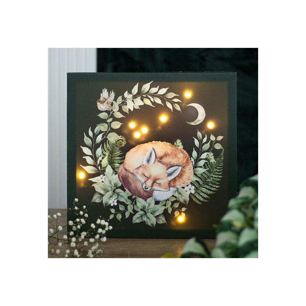 Sleeping Fox Light Up Canvas Plaque